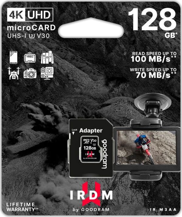 Κάρτα GoodRam IRDM MicroSDXC 128 GB Class 10 UHS-I/U3 V30 (LEC-TGD-IRM3AA1280R12)