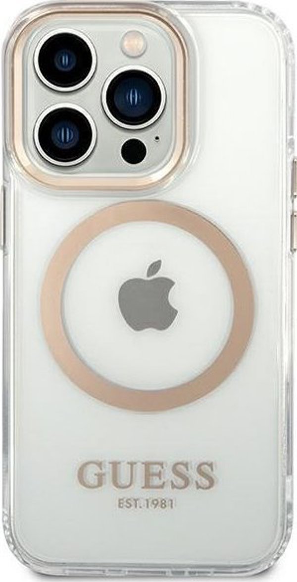 Guess case for iPhone 14 Pro Max 6,7" GUHMP14XHTRMD gold HC Magsafe Metal Outline 3666339069735