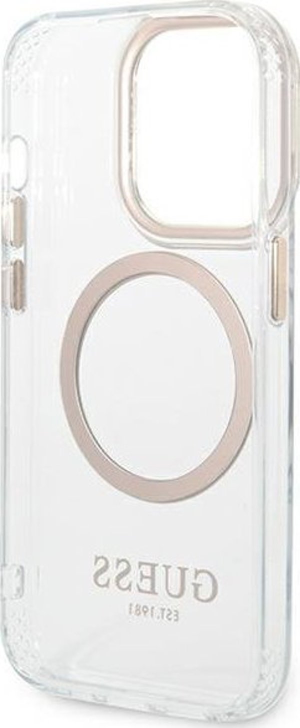 Guess case for iPhone 14 Pro Max 6,7" GUHMP14XHTRMD gold HC Magsafe Metal Outline 3666339069735