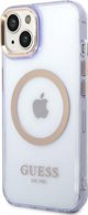 Guess Θήκη Guess GUHMP14SHTCMU Apple iPhone 14 μοβ/μωβ σκληρή θήκη Χρυσό Περίγραμμα Διαφανές MagSafe