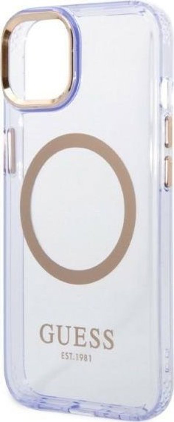 Guess Θήκη Guess GUHMP14SHTCMU Apple iPhone 14 μοβ/μωβ σκληρή θήκη Χρυσό Περίγραμμα Διαφανές MagSafe