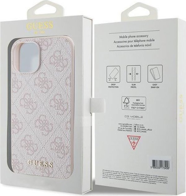 Guess Guess GUHCP15SG4GFPI iPhone 15 6.1" ροζ σκληρή θήκη 4G Metal Gold Logo