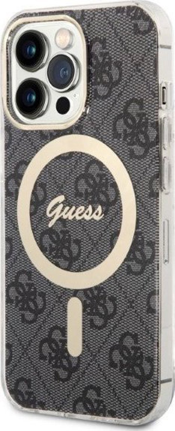 Guess Σετ Guess GUBPP13LH4EACSK Θήκη+ Φορτιστής iPhone 13 Pro μαύρη/μαύρη σκληρή θήκη 4G Print MagSafe NoSize