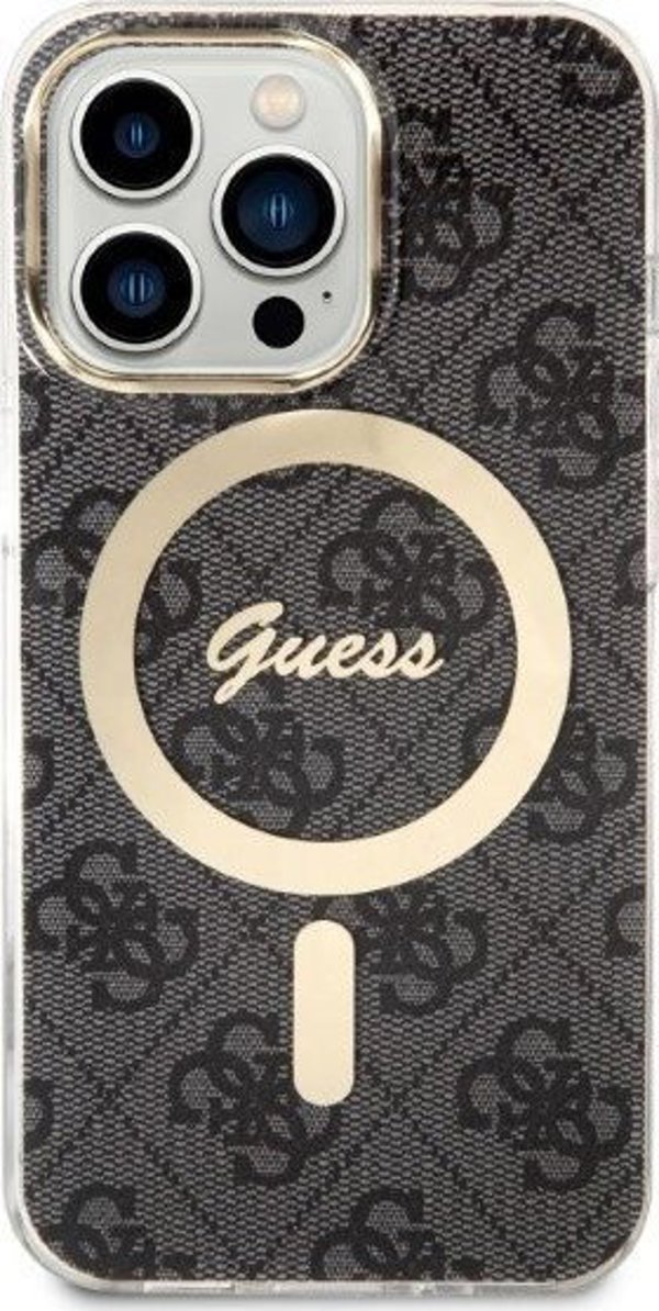 Guess Σετ Guess GUBPP13LH4EACSK Θήκη+ Φορτιστής iPhone 13 Pro μαύρη/μαύρη σκληρή θήκη 4G Print MagSafe NoSize