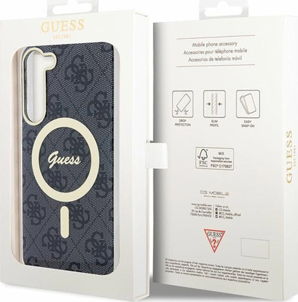 Guess Θήκη Guess GUHMS23SH4STK Samsung Galaxy S23 μαύρο/black σκληρή θήκη 4G MagSafe