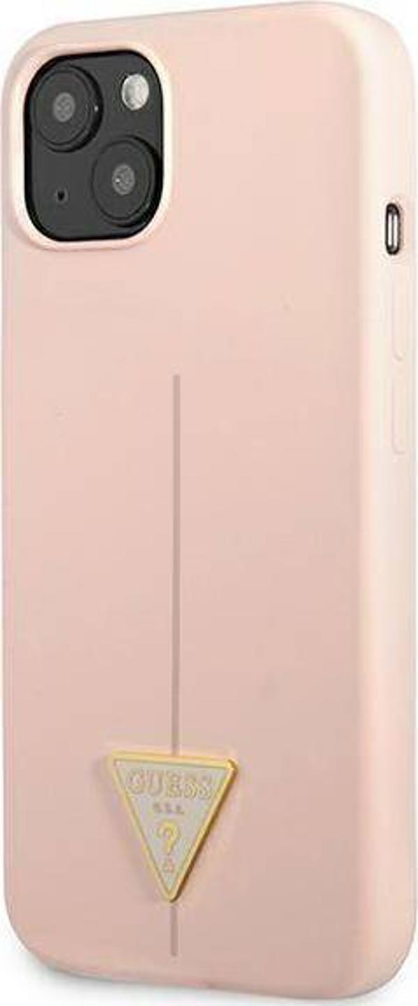 Guess case for iPhone 13 6,1" GUHCP13MSLTGP pink hard case Silicone Triangle Logo 3666339041007