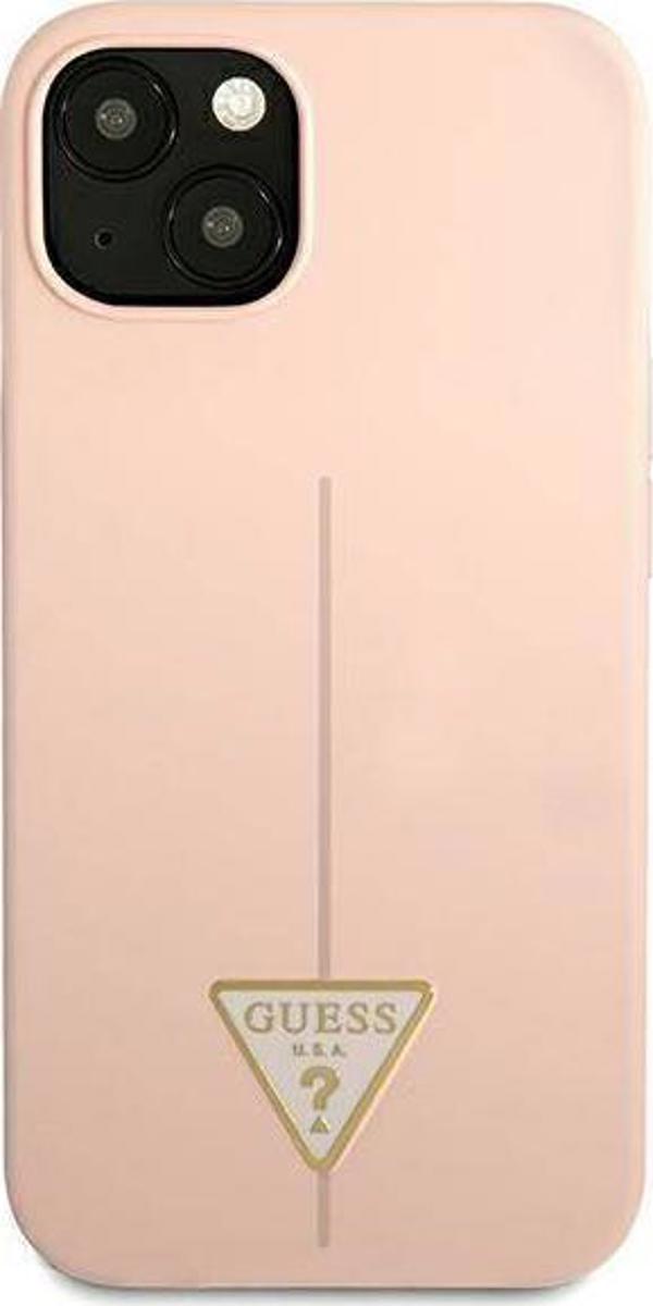 Guess case for iPhone 13 6,1" GUHCP13MSLTGP pink hard case Silicone Triangle Logo 3666339041007