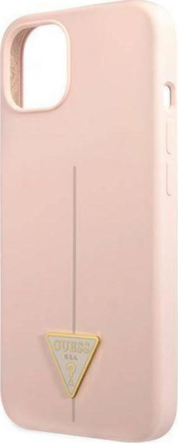 Guess case for iPhone 13 6,1" GUHCP13MSLTGP pink hard case Silicone Triangle Logo 3666339041007
