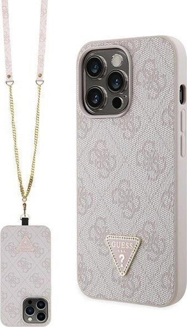 Guess Θήκη Guess GUHCP13LP4TDSCPP Apple iPhone 13/13 Pro σκληρή θήκη Crossbody 4G Metal Logo ροζ/pink
