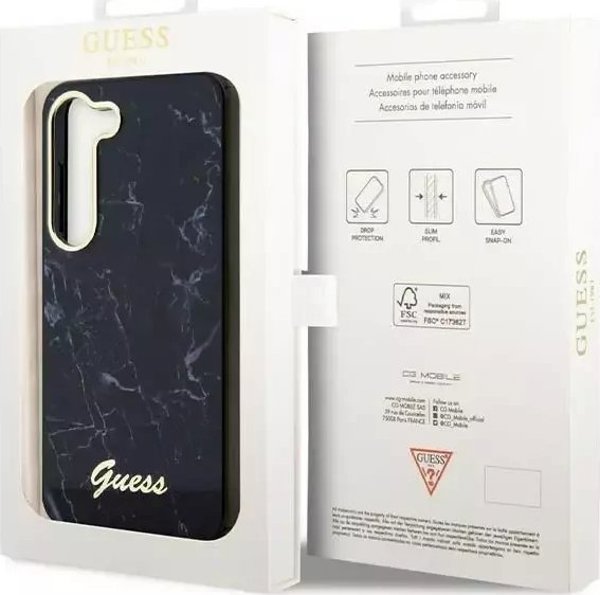 Guess case for Samsung Galaxy S23 GUHCS23SPCUMAK black HC PU/TPU Marble 3666339117375