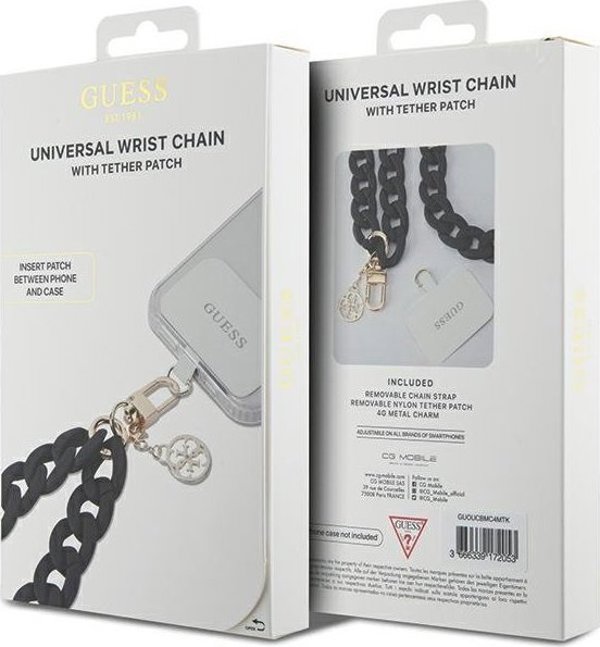 Guess Guess GUOUCBMC4MK Universal Big Hand Strap czarny/black Acrylic 4G Charm
