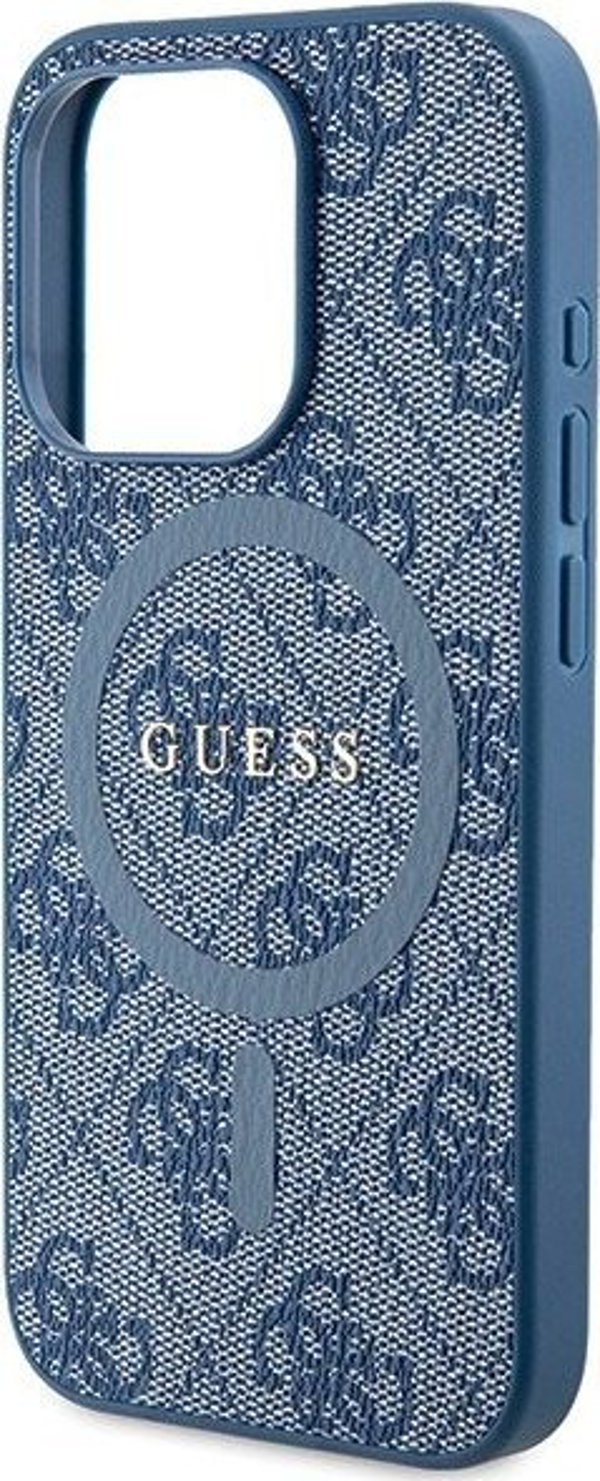 Guess Guess GUHMP14LG4GFRB iPhone 14 Pro 6.1" μπλε σκληρή θήκη 4G Συλλογή Δερμάτινο Μεταλλικό Λογότυπο MagSafe