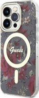 Guess Θήκη Guess GUHMP14LHCFWSA Apple iPhone 14 Pro πράσινο/χακί σκληρή θήκη Flower MagSafe