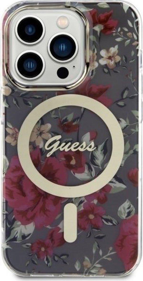 Guess Θήκη Guess GUHMP14LHCFWSA Apple iPhone 14 Pro πράσινο/χακί σκληρή θήκη Flower MagSafe