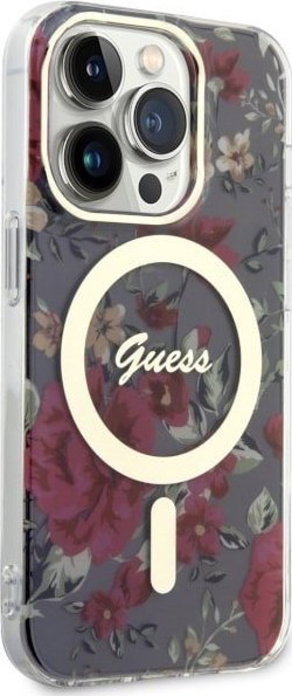 Guess Θήκη Guess GUHMP14LHCFWSA Apple iPhone 14 Pro πράσινο/χακί σκληρή θήκη Flower MagSafe