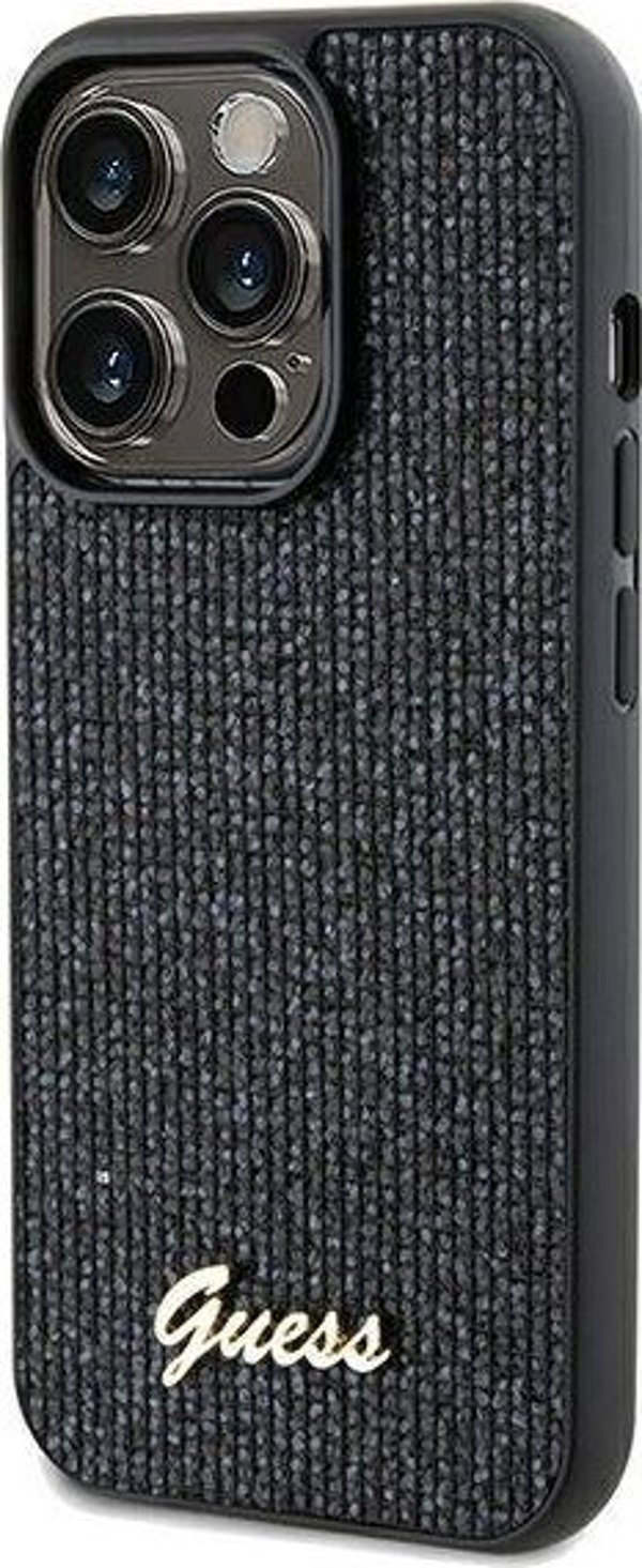 Guess Guess GUHCP13LPMSDGSK iPhone 13 Pro / 13 6.1" μαύρη σκληρή θήκη Disco Metal Script