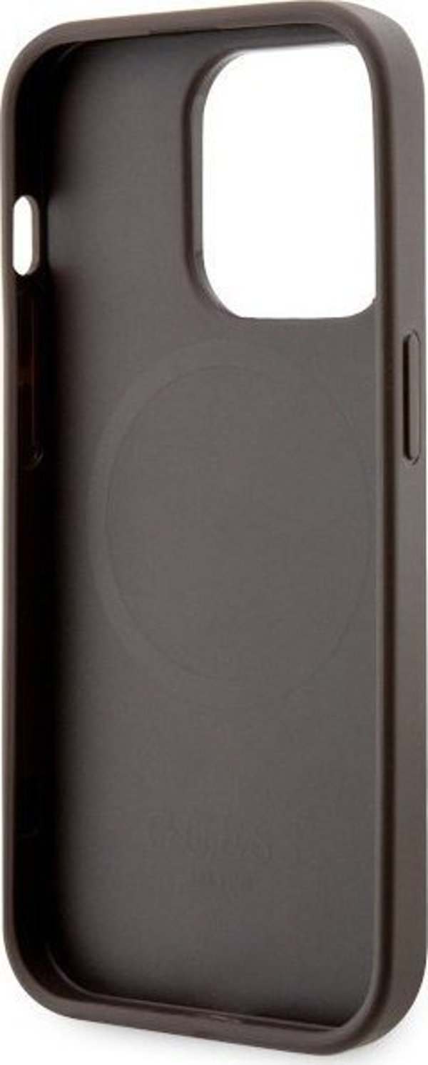 Guess case for iPhone 14 Pro 6,1" GUHMP14LP4RPSW brown harcase Magsafe 4G Printed Stripes 3666339119799