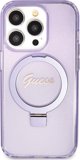 Guess Guess GUHMP15LHRSGSU iPhone 15 Pro 6.1" μοβ σκληρή θήκη Ring Stand Script Glitter MagSafe