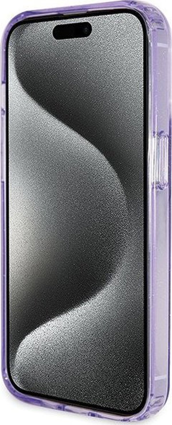 Guess Guess GUHMP15LHRSGSU iPhone 15 Pro 6.1" μοβ σκληρή θήκη Ring Stand Script Glitter MagSafe