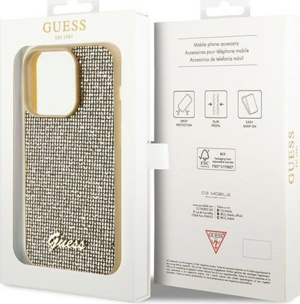 Guess Guess GUHCP15LPMSDGSD iPhone 15 Pro 6.1" χρυσό/gold σκληρή θήκη Disco Metal Script