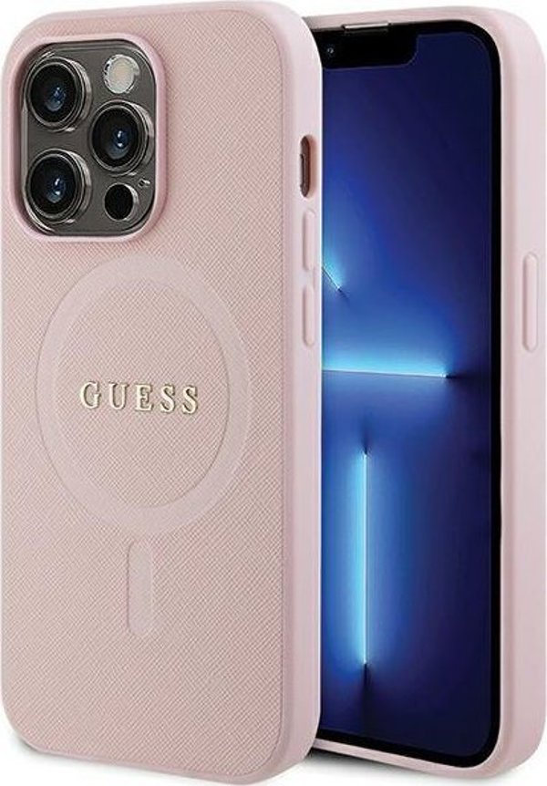 Guess Guess GUHMP13XPSAHMCP iPhone 13 Pro Max 6,7" ροζ σκληρή θήκη Saffiano MagSafe