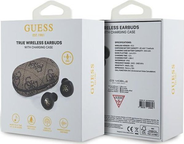 Ακουστικά Guess GUTWSP4EGW καφέ