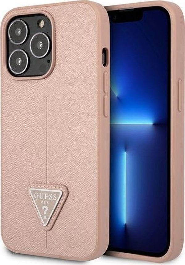 Θήκη Guess για iPhone 14 Pro 6,1" ροζ σκληρή θήκη SaffianoTriangle Logo