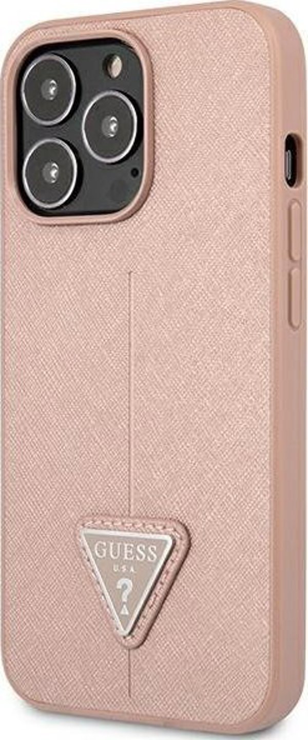 Θήκη Guess για iPhone 14 Pro 6,1" ροζ σκληρή θήκη SaffianoTriangle Logo
