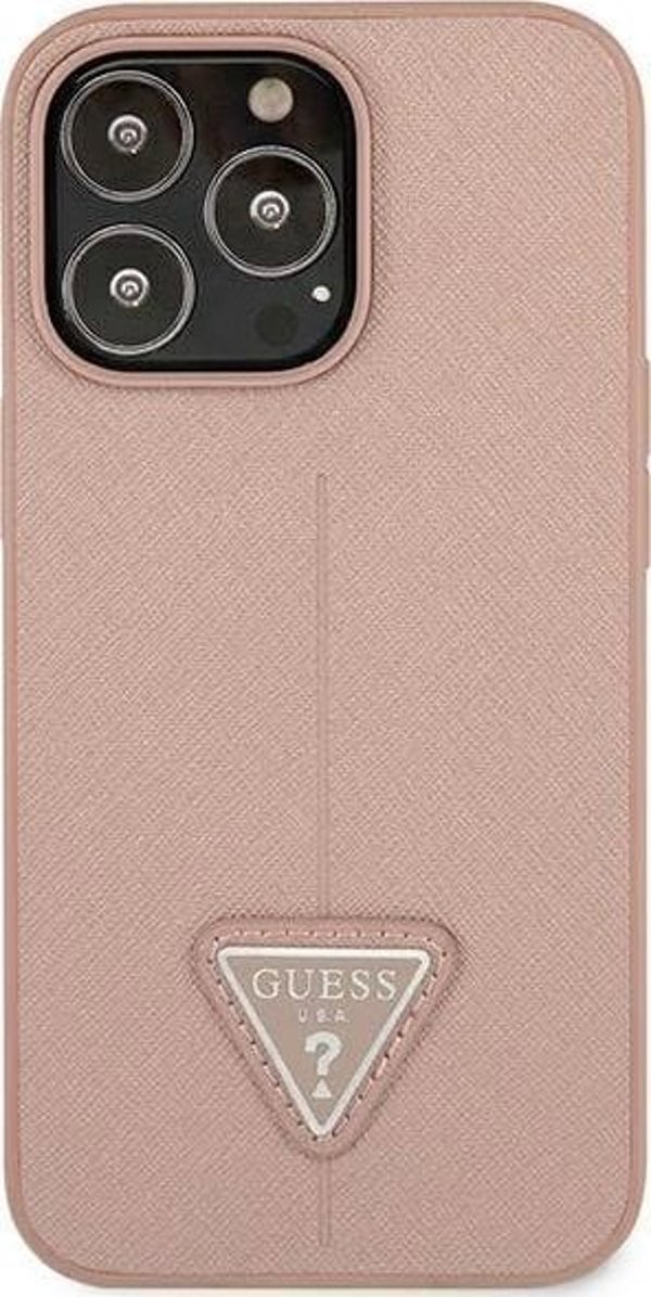 Θήκη Guess για iPhone 14 Pro 6,1" ροζ σκληρή θήκη SaffianoTriangle Logo