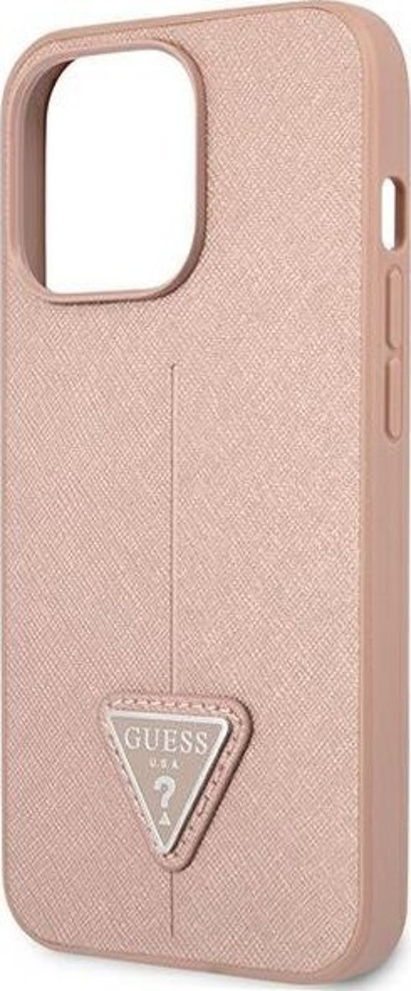 Θήκη Guess για iPhone 14 Pro 6,1" ροζ σκληρή θήκη SaffianoTriangle Logo