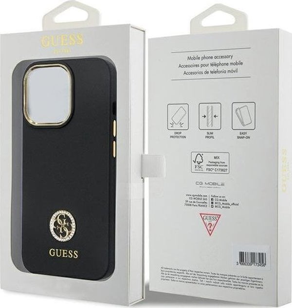 Guess Guess GUHCP13LM4DGPK iPhone 13 Pro / 13 6.1" μαύρη σκληρή θήκη σιλικόνης με λογότυπο Strass 4G