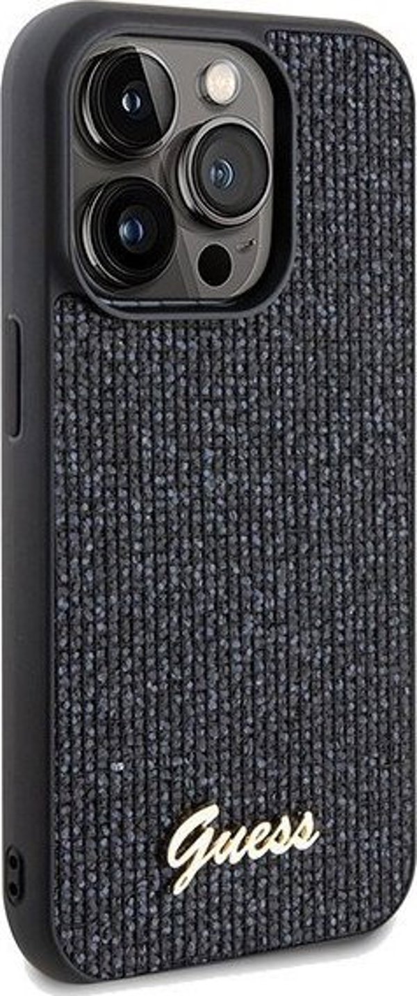 Guess case for iPhone 14 Pro 6,1" GUHCP14LPMSDGSK HC PU DISCO SCRIPT METAL BLACK 3666339173418