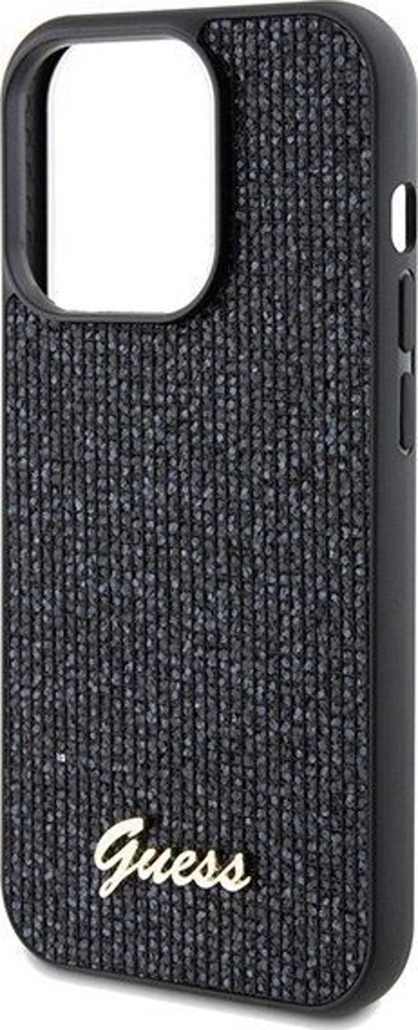 Guess case for iPhone 14 Pro 6,1" GUHCP14LPMSDGSK HC PU DISCO SCRIPT METAL BLACK 3666339173418
