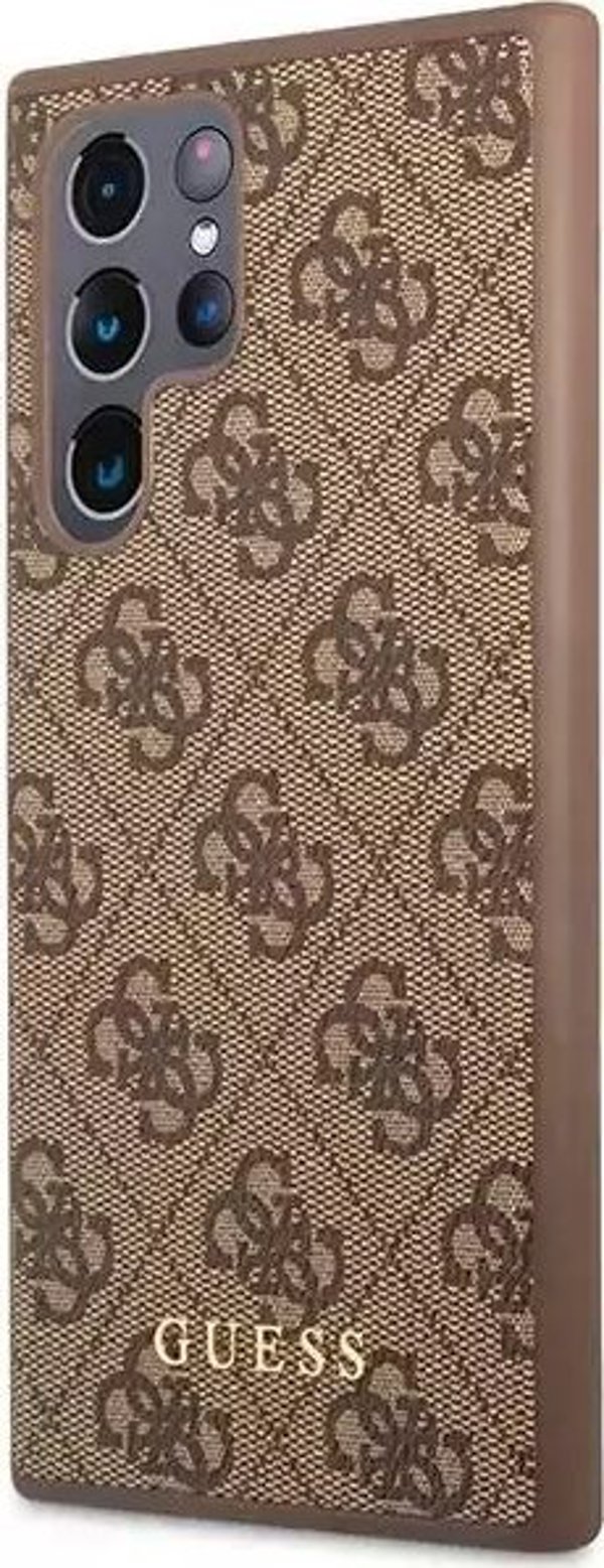 Guess case for Samsung Galaxy S23 Ultra GUHCS23LG4GFBR brown hard case 4G Metal Gold Logo 3666339117009