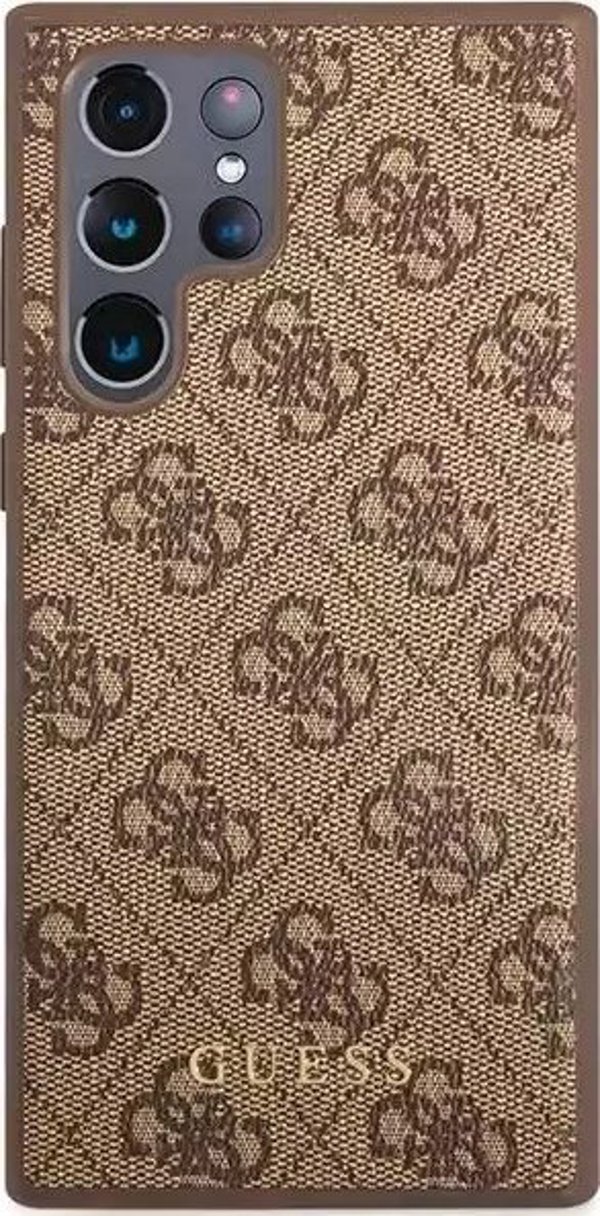 Guess case for Samsung Galaxy S23 Ultra GUHCS23LG4GFBR brown hard case 4G Metal Gold Logo 3666339117009