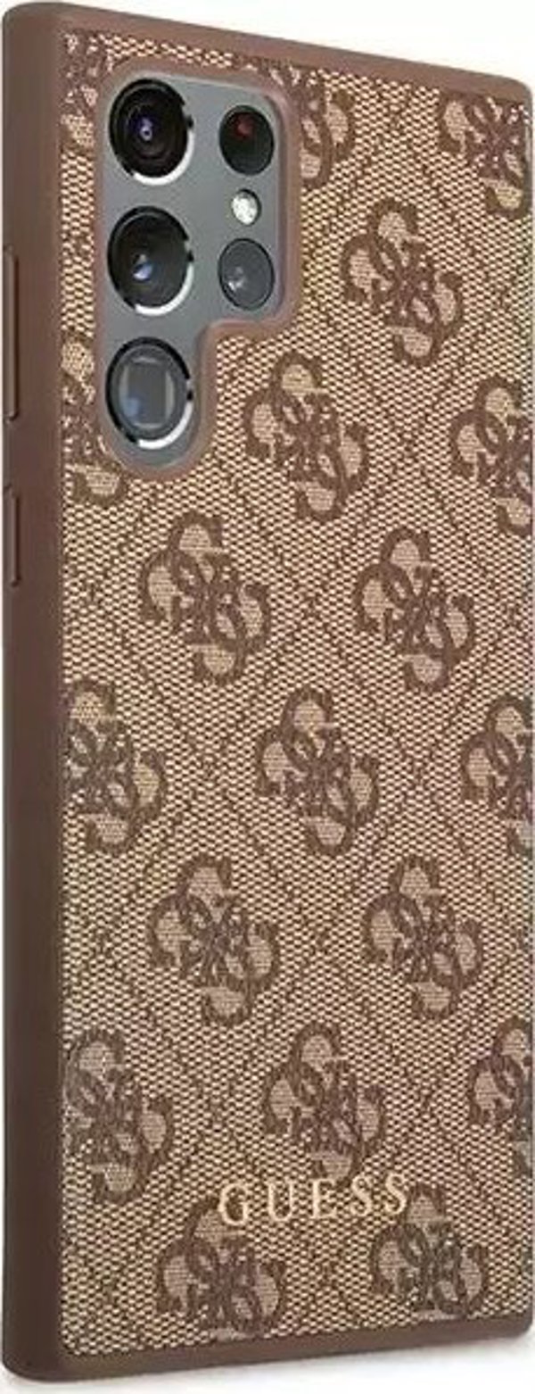 Guess case for Samsung Galaxy S23 Ultra GUHCS23LG4GFBR brown hard case 4G Metal Gold Logo 3666339117009