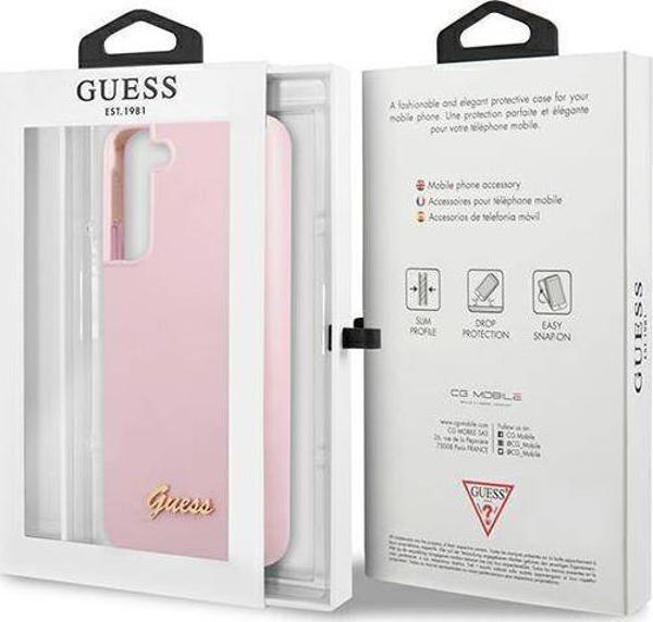 Guess case for Samsung Galaxy S22 Plus GUHCS22MLSLMGLA lavender hardcase Silicone Script Metal Logo 3666339042516