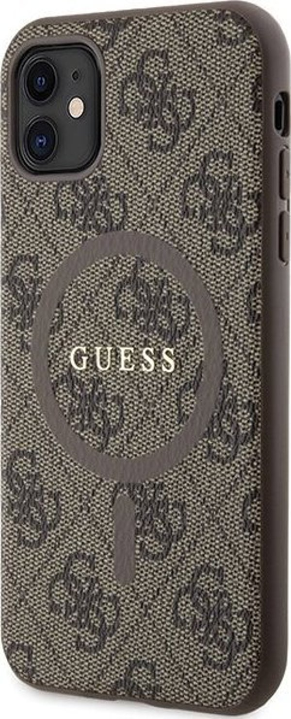 Guess Guess GUHMN61G4GFRW iPhone 11 6.1" / Xr καφέ σκληρή θήκη 4G Collection Leather Metal Logo MagSafe