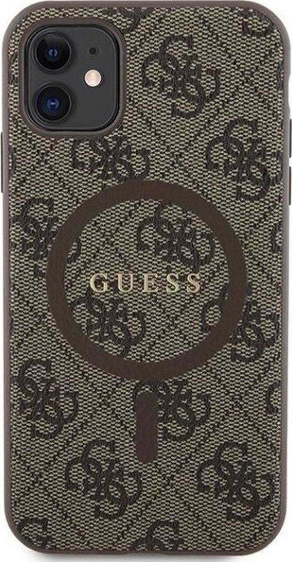 Guess Guess GUHMN61G4GFRW iPhone 11 6.1" / Xr καφέ σκληρή θήκη 4G Collection Leather Metal Logo MagSafe