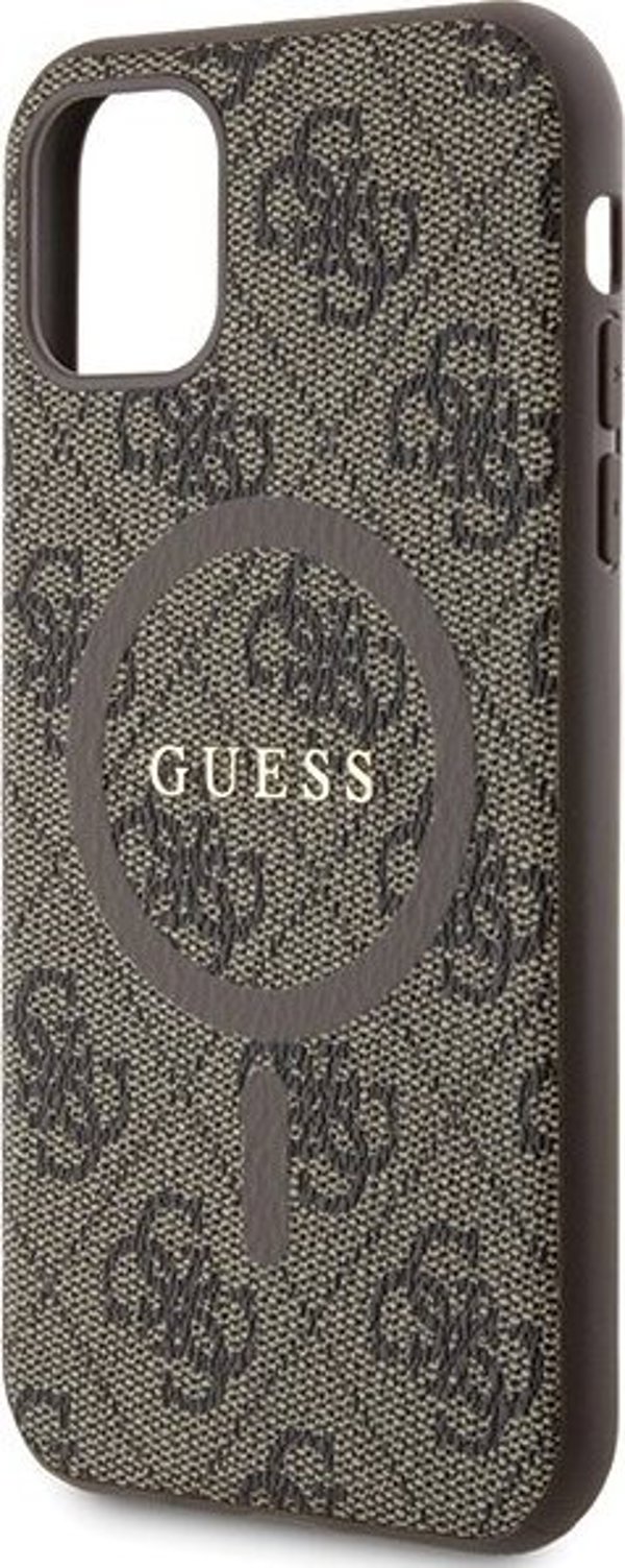 Guess Guess GUHMN61G4GFRW iPhone 11 6.1" / Xr καφέ σκληρή θήκη 4G Collection Leather Metal Logo MagSafe