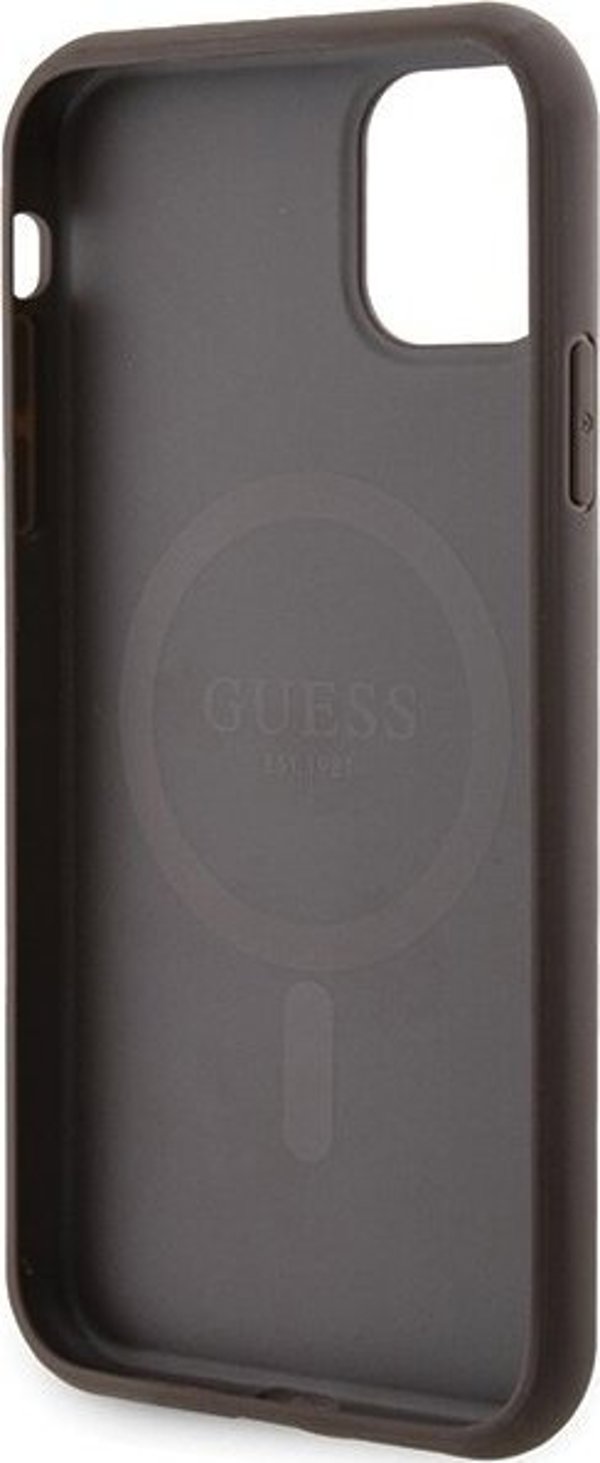 Guess Guess GUHMN61G4GFRW iPhone 11 6.1" / Xr καφέ σκληρή θήκη 4G Collection Leather Metal Logo MagSafe