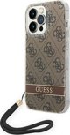 Guess case for iPhone 14 Pro 6,1" GUOHCP14LH4STW brown HC PC/TPU Print 4G Cord 3666339093853