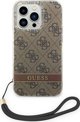 Guess case for iPhone 14 Pro 6,1" GUOHCP14LH4STW brown HC PC/TPU Print 4G Cord 3666339093853