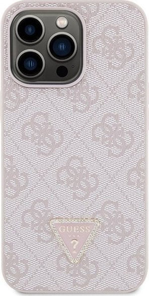 Guess case for iPhone 13 Pro Max 6,7" GUHCP13XP4TDSCPP pink HC PU Leather Metal Logo Strass Crossbody 3666339147174