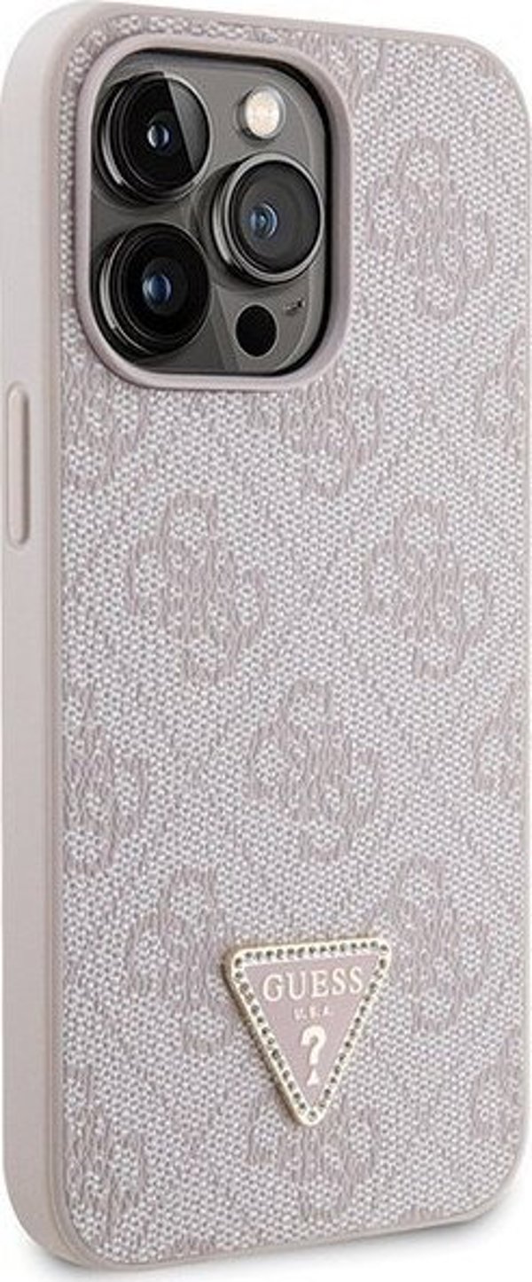 Guess case for iPhone 13 Pro Max 6,7" GUHCP13XP4TDSCPP pink HC PU Leather Metal Logo Strass Crossbody 3666339147174