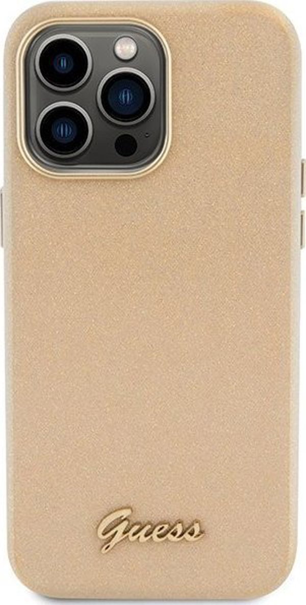 Guess Guess GUHCP15XPGMCSD iPhone 15 Pro Max 6.7" χρυσό/light gold σκληρή θήκη Glitter Glossy Script