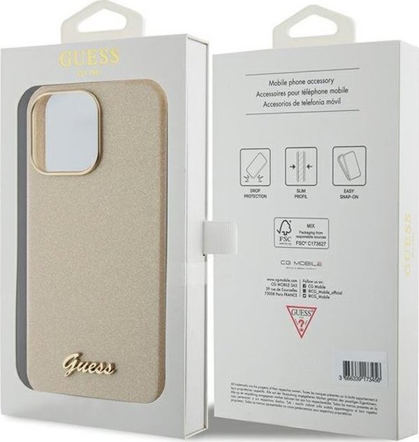 Guess Guess GUHCP15XPGMCSD iPhone 15 Pro Max 6.7" χρυσό/light gold σκληρή θήκη Glitter Glossy Script