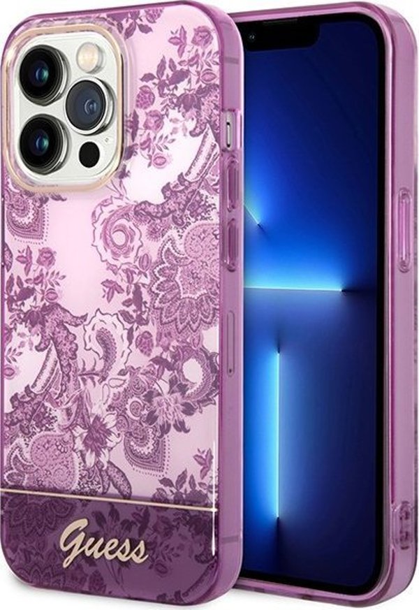 Guess Θήκη Guess GUHCP14XHGPLHF Apple iPhone 14 Pro Max φούξια σκληρή θήκη Συλλογή Πορσελάνης