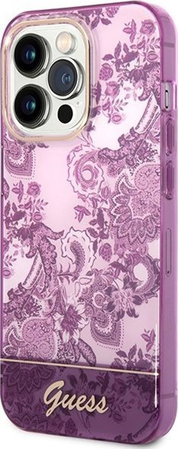 Guess Θήκη Guess GUHCP14XHGPLHF Apple iPhone 14 Pro Max φούξια σκληρή θήκη Συλλογή Πορσελάνης