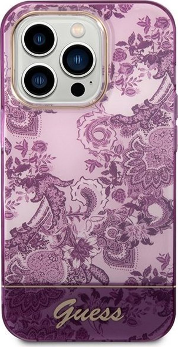 Guess Θήκη Guess GUHCP14XHGPLHF Apple iPhone 14 Pro Max φούξια σκληρή θήκη Συλλογή Πορσελάνης